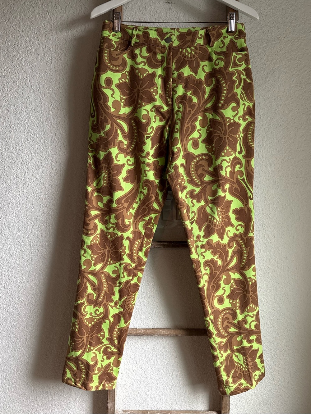 Averardo Bessi Baroque Damask & Floral Motif Pattern V’tg Pants Sz: IT 46/US 12